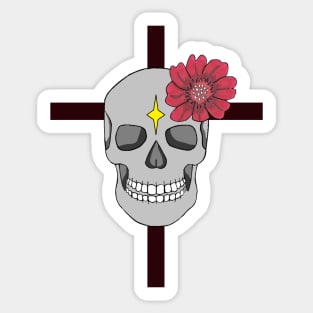 Stylized skull with cross Sticker